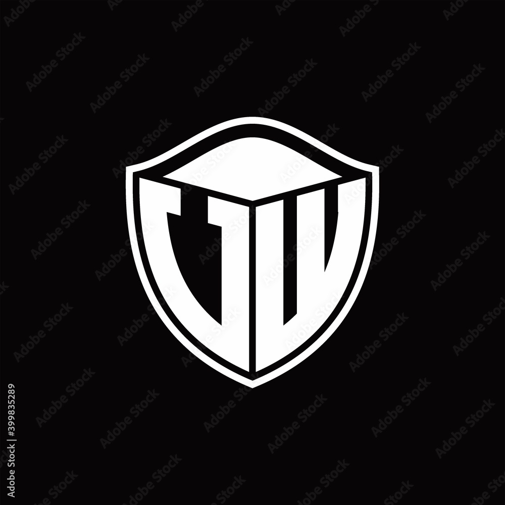 Logo monogram shield shape with outline rounded design template Stock ...
