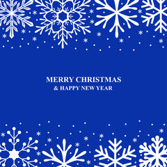 Sticker - Vector illustrations of Christmas card with snowflakes on blue background