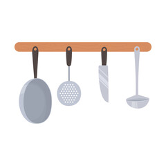 Sticker - kitchen hanging utensil knife saucepan ladle and spatula