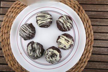 Wall Mural - homemade dark chocolate cakes as sweet snack dessert