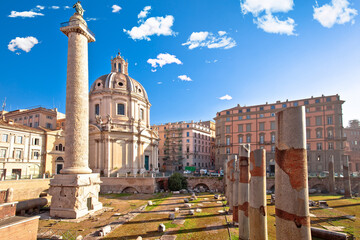 Poster - Rome. Ancient Trajans Forum square of Rome view