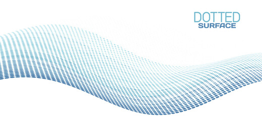 Leinwandbilder - Dotted bluish wavy surface. Vector graphics