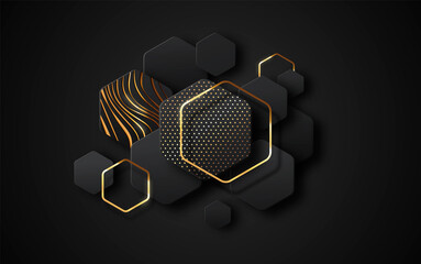  Black gold 3d abstract empty geometric background