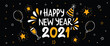 © Cienpies Design - Happy New Year 2021 fun gold party doodle banner