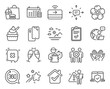 © blankstock - Business icons set. Included icon as Employees teamwork, Natural linen, Sea mountains signs. Smartphone, Checklist, Laptop insurance symbols. Sms, Ice cream, Contactless payment. Calendar. Vector
