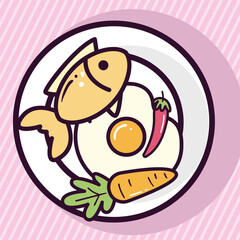 Poster - fish egg and carrot on plate vector design