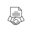 © Arif Arisandi - Contract signing icon line style. Agreement symbol concept isolated on white background. Vector illustration