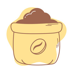 Sticker - sack with product agriculture coffee icon line and fill