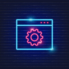 Neon sign web page customization. Vector illustration for website decoration. Data concept.