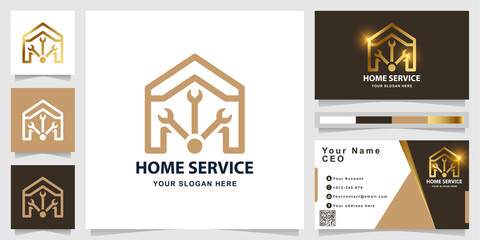 Home service or home repair logo template with business card design