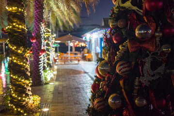 Scenic Christmas decorations on walterz plant on the caribbean island of St.maarten.