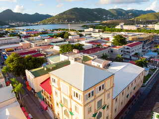 Wall Mural - Scenic view of the Caribbean island of St.Maarten. Philipsburg St.Maarten. 