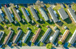 © tamas - Aerial view of trailer park houses laid out like a fishbone typical American lower class housing, mobile homes