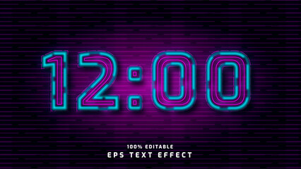 editable neon lights text effect style template