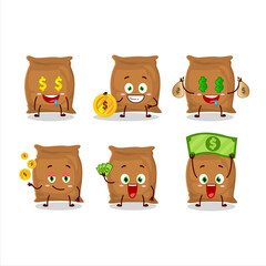 Poster - Flour sack cartoon character with cute emoticon bring money