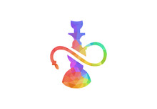 Hookah Logo. Hookah Icon Isolated On A White Background. Smoking Logo Silhouette Design Template.