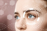 Young woman with iris scanning, closeup