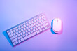 © Pixel-Shot - Computer keyboard and mouse on color background