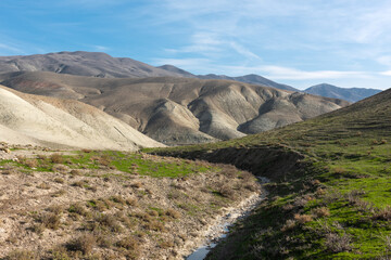 Wall Mural - A small dry river in a mountainous desert area