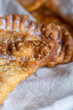 Close up of Trucha,  fried pasty  filled with cabell angel or sweet potatoes  and consumed  in the Canary Islands during the Christmas