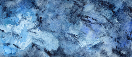 Wall Mural - blue art watercolor solid color simple universal abstract background for banners, backdrops, prints