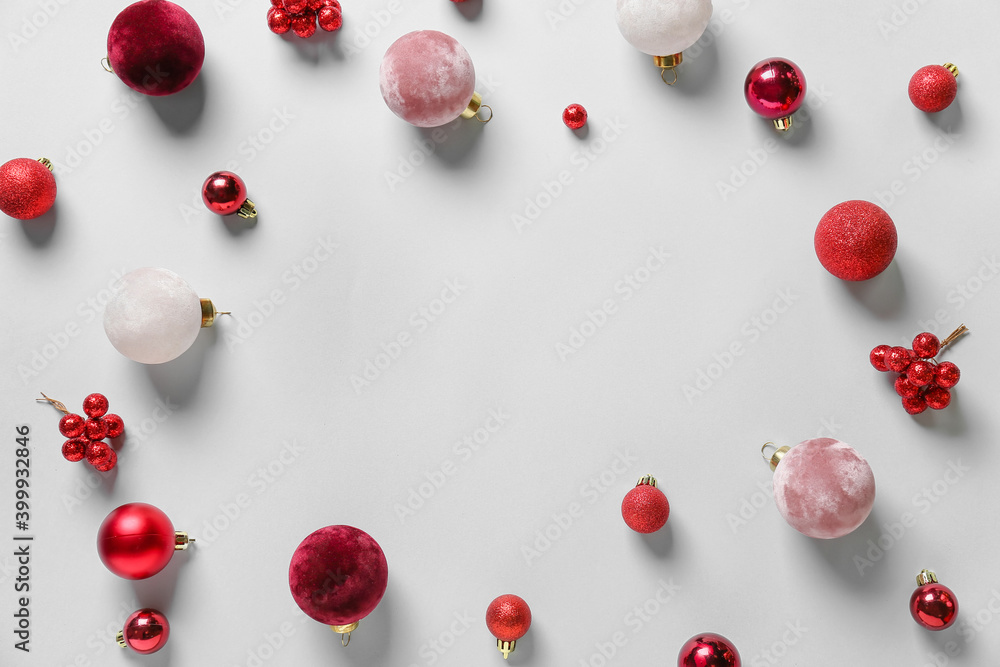 Beautiful Christmas composition on light background