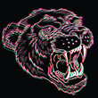 The Vector logo panther or lioness for tattoo or T-shirt print design or outwear.  Hunting style lions background. This hand drawing would be nice to make on the black fabric or canvas.