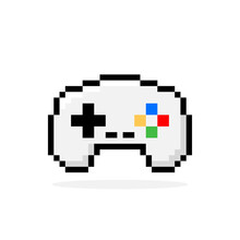 Gamepad Pixel Image. Vector Illustration Of A Pixel Joystick.