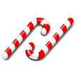 Two candy canes on white background, vector