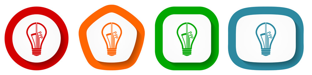 Poster - Bulb vector icon set, flat design flat design buttons on white background