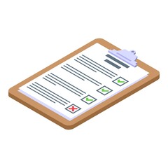 Clipboard assignment icon. Isometric of clipboard assignment vector icon for web design isolated on white background