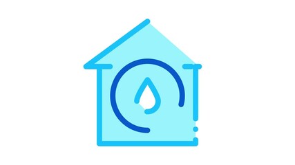 Poster - house water Icon Animation. color house water animated icon on white background