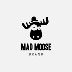 Wall Mural - mad moose logo design template vector idea creative modern flat simple for fashion brand, street fashion