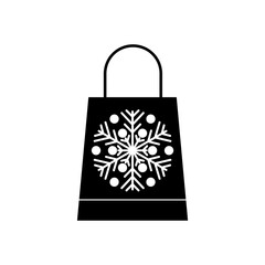 Canvas Print - Christmas shopping bag with snowflake icon isolated on white background