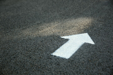 Wall Mural - White arrow painted on asphalt. Space for text