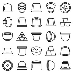Sticker - Capsule coffee icons set. Outline set of capsule coffee vector icons for web design isolated on white background