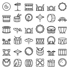Wall Mural - Drum icons set. Outline set of drum vector icons for web design isolated on white background