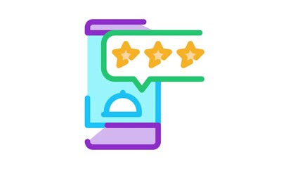 Sticker - food delivery review stars Icon Animation. color food delivery review stars animated icon on white background