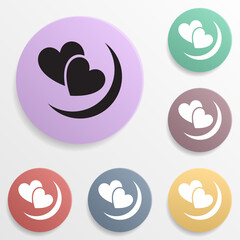 Poster - Two hearts badge color set icon. Simple glyph, flat vector of valentine's day- wedding icons for ui and ux, website or mobile application