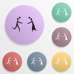 Sticker - Loving couple with heart badge color set icon. Simple glyph, flat vector of valentine's day- wedding icons for ui and ux, website or mobile application