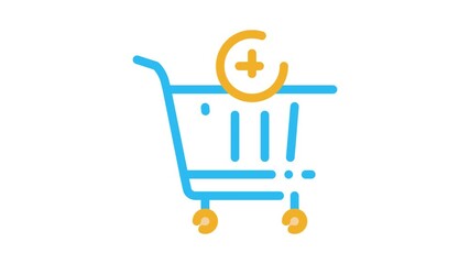 Wall Mural - webshop cart basket Icon Animation. color webshop cart basket animated icon on white background