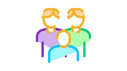 Sticker - men homosexual family and child Icon Animation. color men homosexual family and child animated icon on white background