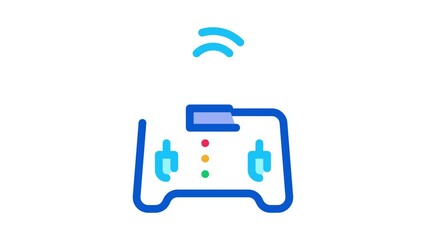 Sticker - drone remote control Icon Animation. color drone remote control animated icon on white background