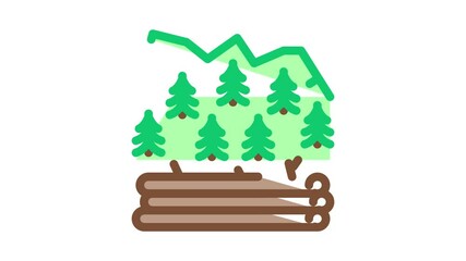 Poster - logging forest Icon Animation. color logging forest animated icon on white background