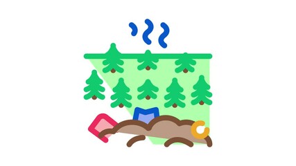 Canvas Print - trash in forest Icon Animation. color trash in forest animated icon on white background