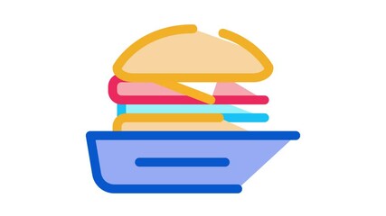 Sticker - burger fast food Icon Animation. color burger fast food animated icon on white background