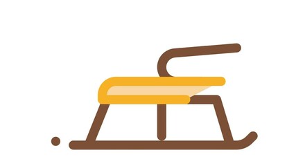 Poster - sled snow transport Icon Animation. color sled snow transport animated icon on white background