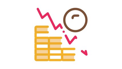 Sticker - monetary decline Icon Animation. color monetary decline animated icon on white background