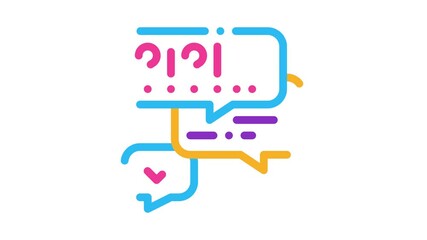 Sticker - many questions and answers Icon Animation. color many questions and answers animated icon on white background