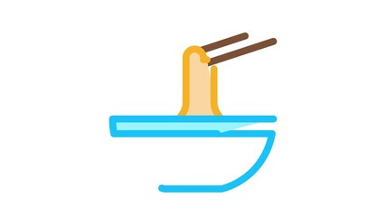 Sticker - liquid cheese in fondue skewer bowl Icon Animation. color liquid cheese in fondue skewer bowl animated icon on white background